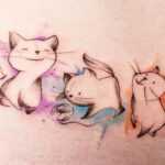 final tribal tattoo tatuaje acuarela gatos fineline