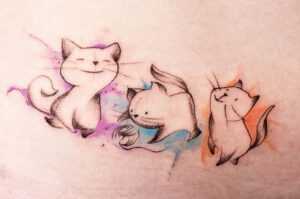 final tribal tattoo tatuaje acuarela gatos fineline