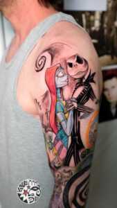 jack and sally tattoo by Superfuerza Tattoo final tribal & piercing